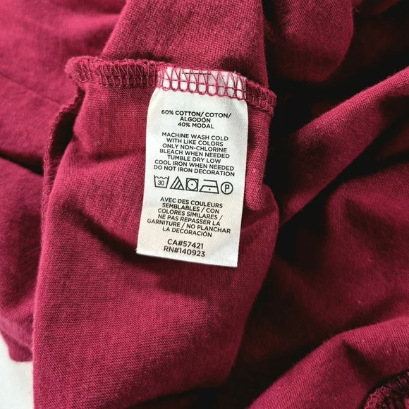 Loft Cranberry Ruffle Hem Long Sleeve T-Shirt Top Blouse Woman's Large - Picture 11 of 11